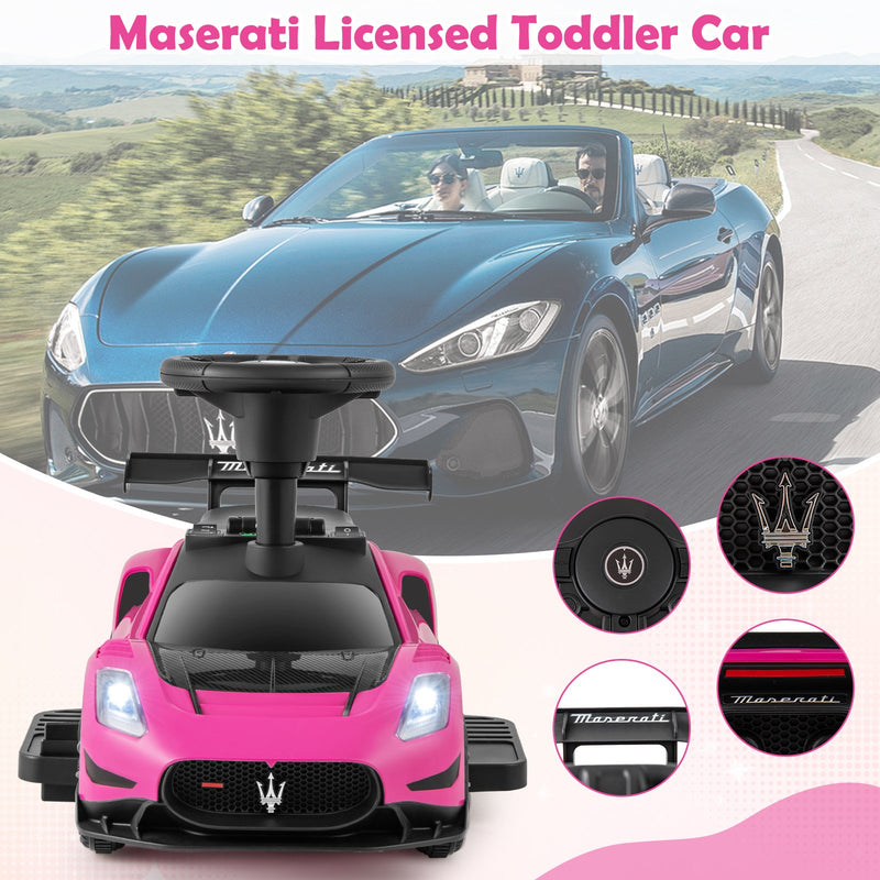 6V Electric Kids Ride on Push Car Maserati Licensed with Foot Pedal and Music-Pink
