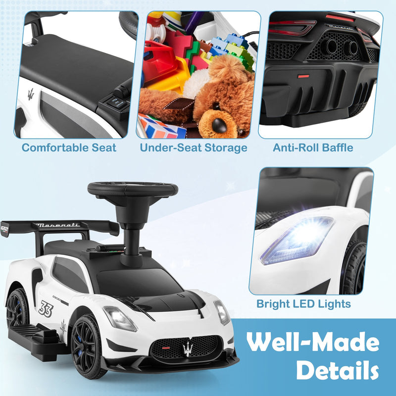 6V Electric Kids Ride on Push Car Maserati Licensed with Foot Pedal and Music-White