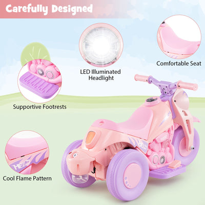 6V Kids Electric Ride on Motorcycle with Bubble Maker and Music-Pink and Purple