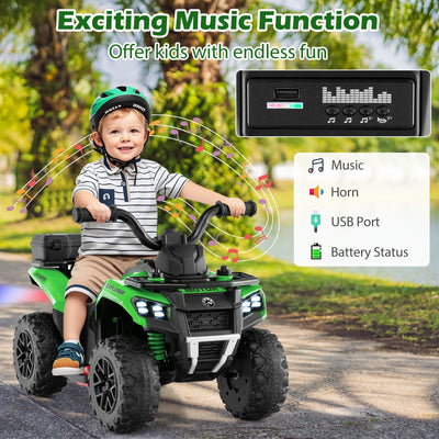 6V Kids Ride On ATV with Spray Function and Storage Box with Music-Green