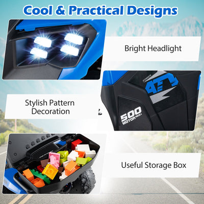 6V Kids Ride On ATV with Spray Function and Storage Box with Music-Blue