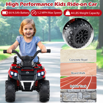 6V Kids Ride On ATV with Spray Function and Storage Box with Music-Red