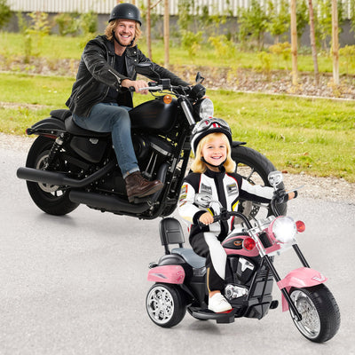 6V Powered Toddler 3-Wheel Motorbike Ride On Toy with Horn and Headlight-Heart Pink