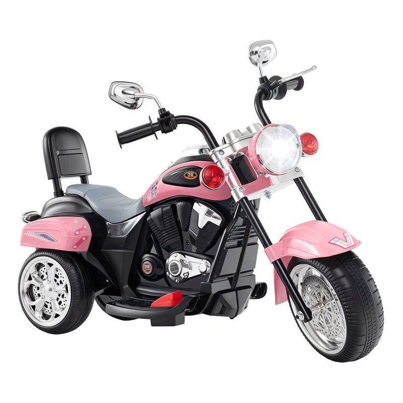 6V Powered Toddler 3-Wheel Motorbike Ride On Toy with Horn and Headlight-Heart Pink
