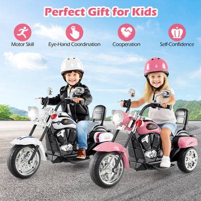 6V Powered Toddler 3-Wheel Motorbike Ride On Toy with Horn and Headlight-Heart Pink