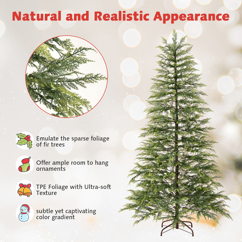 6.5 Feet Artificial Christmas Tree with Branch Tips and Colorful LED Lights