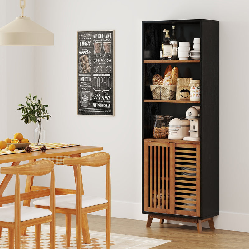 70 Inch 5-Tier Bookshelf with Reversible Adjustable Shelf-Black