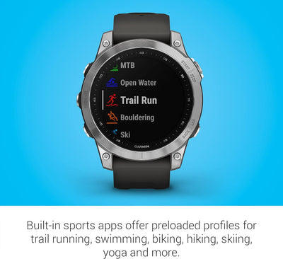 *Garmin Fēnix 7 – Standard Edition Adventure Smartwatch, Rugged Outdoor Watch with GPS, Touchscreen, Health and Wellness Features Silver with Graphite Band