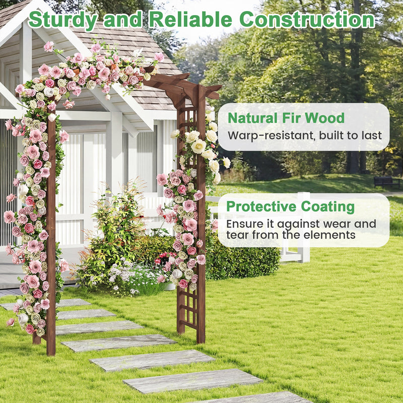 7.5 Ft Garden Arch Wooden Arbor Outdoor Wood Trellis for Climbing Plan