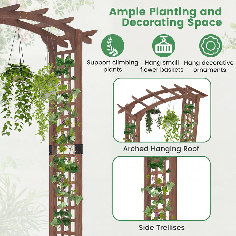 7.5 Ft Garden Arch Wooden Arbor Outdoor Wood Trellis for Climbing Plan