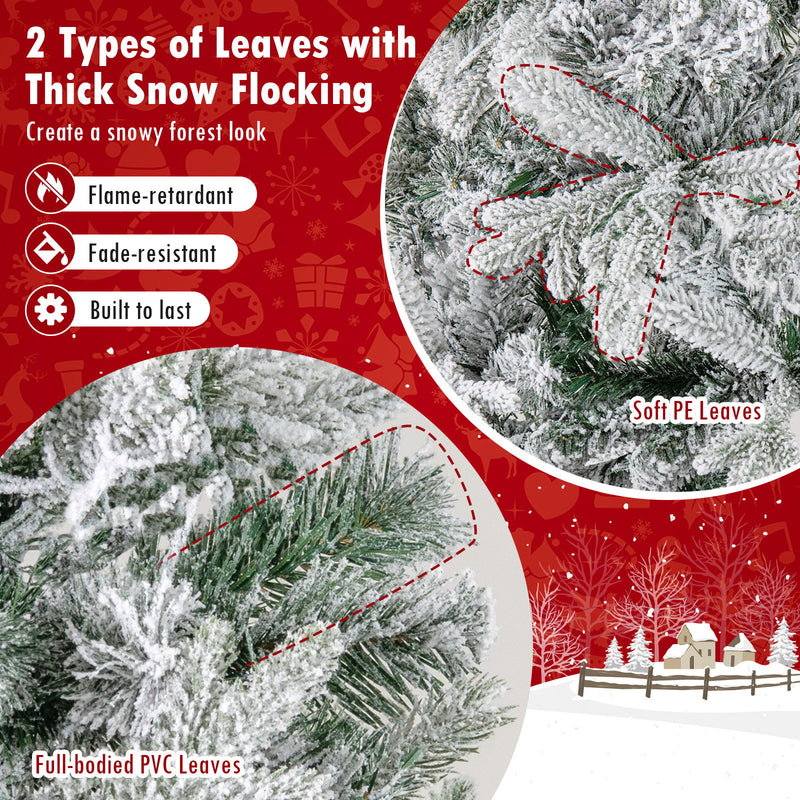 7 Feet Half Artificial Christmas Tree with 852 PE & PVC Branch Tips and 9 Modes-M