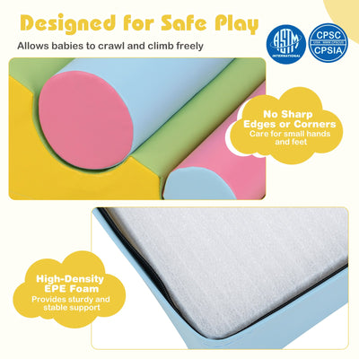 7-Piece Foam Blocks for Toddlers Soft Climbing Toys Indoor Play for Babies-Pink