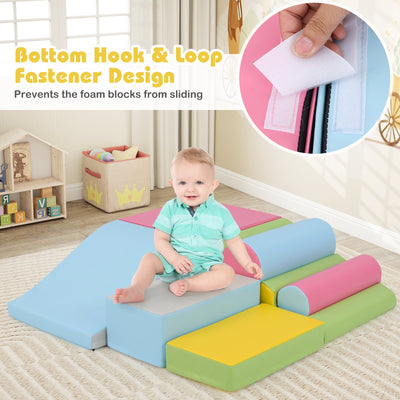 7-Piece Foam Blocks for Toddlers Soft Climbing Toys Indoor Play for Babies-Pink