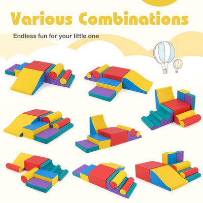 7-Piece Foam Blocks for Toddlers Soft Climbing Toys Indoor Play for Babies-Red