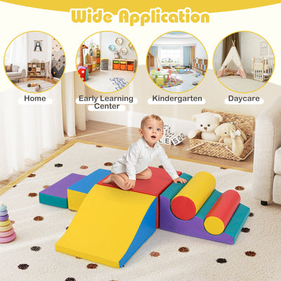 7-Piece Foam Blocks for Toddlers Soft Climbing Toys Indoor Play for Babies-Red