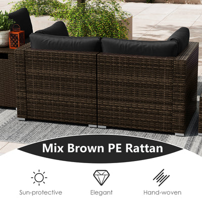 7 Pieces Outdoor Furniture Set with 32 Inch Fire Pit Table and Propane Tank Cover-Black