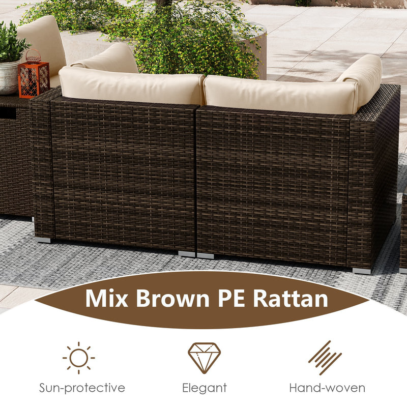 7 Pieces Outdoor Furniture Set with 32 Inch Fire Pit Table and Propane Tank Cover-White