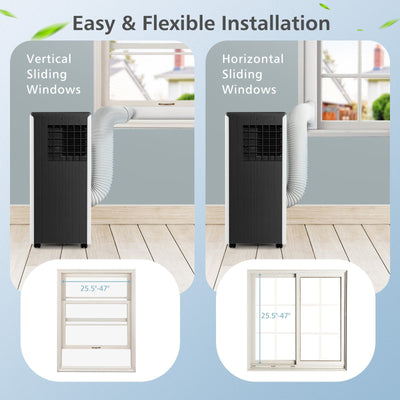 8000 BTU Portable Air Conditioner with Cool Humidifier and Sleep Mode-Black & White