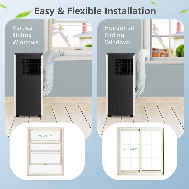 8000 BTU Portable Air Conditioner with Cool Humidifier and Sleep Mode-Black & White