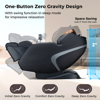 Mega Sale-Costway-4D SL-Track Full Body Massage Chair w/ Zero-Gravity Design, Heated Shawl, Neck & Back & Feet Heater, Calf & Foot Rollers,Magic Calf Rollers, Voice Control, Yoga Stretching, Smart Body Scanning, Touch Screen, Blue-tooth Speaker