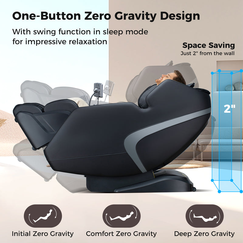 Mega Sale-Costway-4D SL-Track Full Body Massage Chair w/ Zero-Gravity Design, Heated Shawl, Neck & Back & Feet Heater, Calf & Foot Rollers,Magic Calf Rollers, Voice Control, Yoga Stretching, Smart Body Scanning, Touch Screen, Blue-tooth Speaker