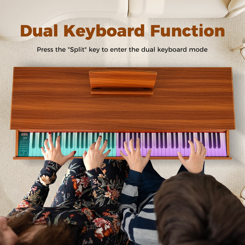 88-Key Graded Hammer Action Weighted Keyboard with Push-pull Drawer-Brown