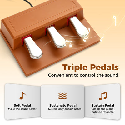 88-Key Graded Hammer Action Weighted Keyboard with Push-pull Drawer-Brown