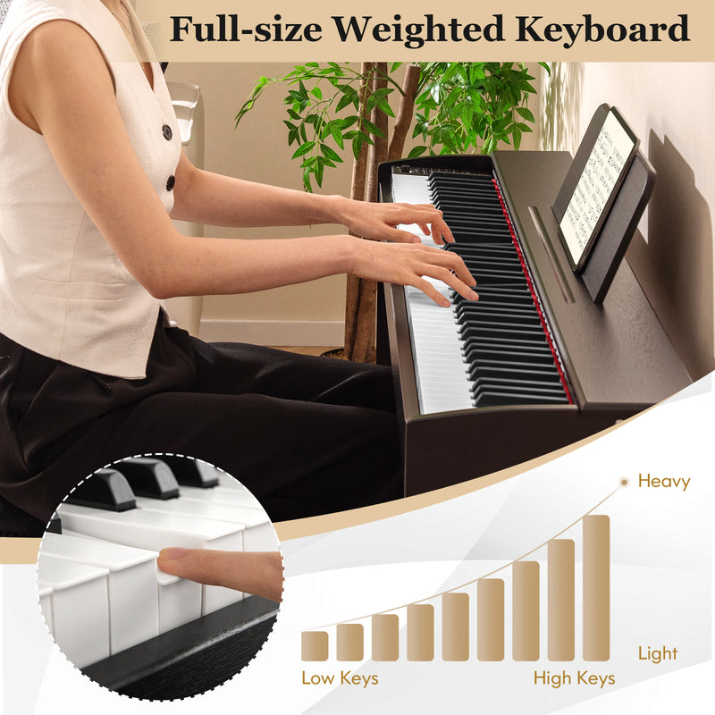 88-Key Hammer Action Weighted Keyboard with Furniture Stand-Black