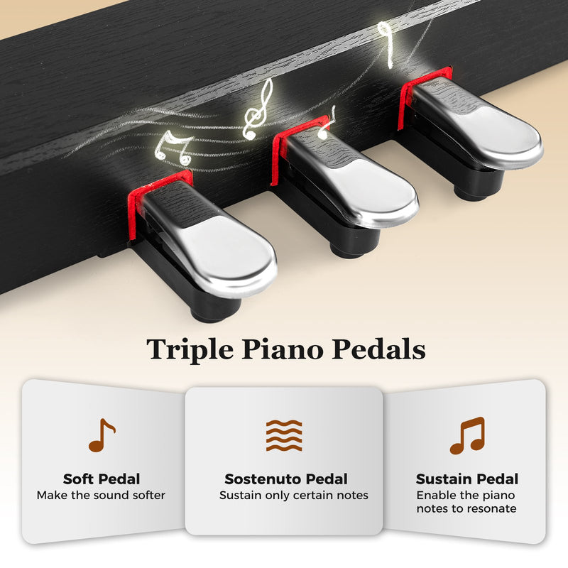 88-Key Hammer Action Weighted Keyboard with Furniture Stand-Black