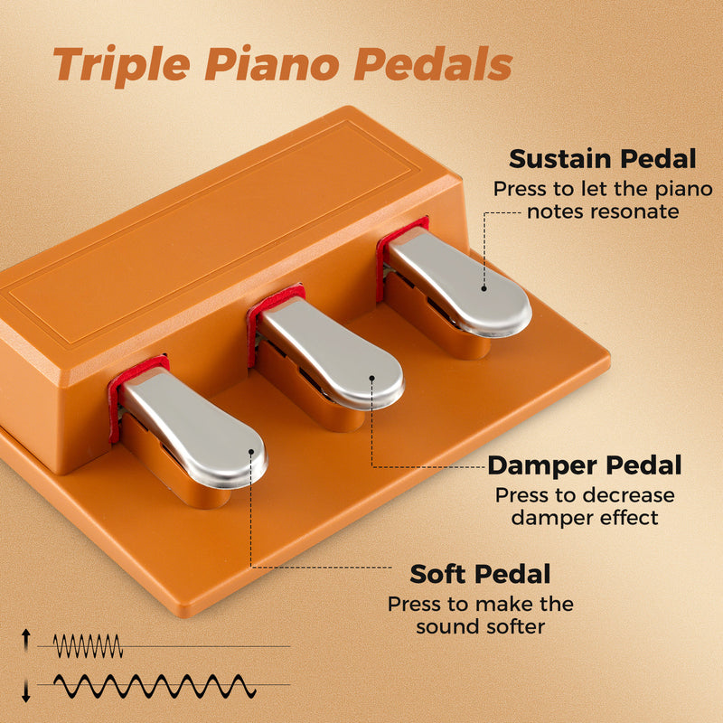 88-Key Keyboard Piano Set with Adjustable Stand-Brown