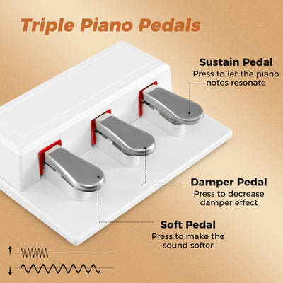88-Key Keyboard Piano Set with Adjustable Stand-White
