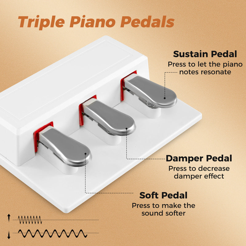 88-Key Keyboard Piano Set with Adjustable Stand-White