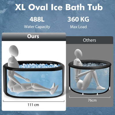 Costway- XL 129 Gal Oval Ice Bath Tub with Cover and Hand Pump for Athletes