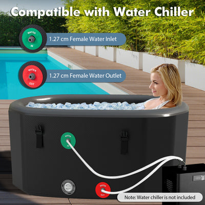 Costway- XL 129 Gal Oval Ice Bath Tub with Cover and Hand Pump for Athletes