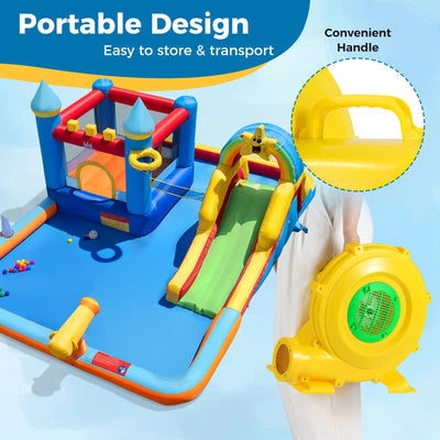 980W Bounce House Blower 1.31 HP Portable Air Pump Fan with Handle and Ground Stakes