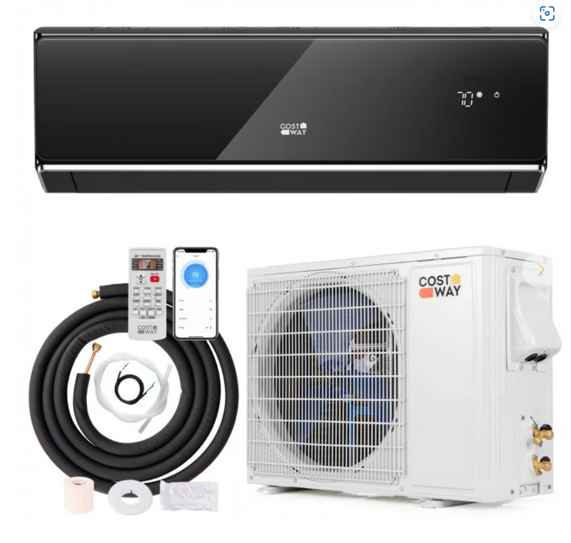 *Energy Star Certified 18000 BTU 21 SEER2 208-230V Mini Split Air Conditioner and Heater Wifi Enabled - Black