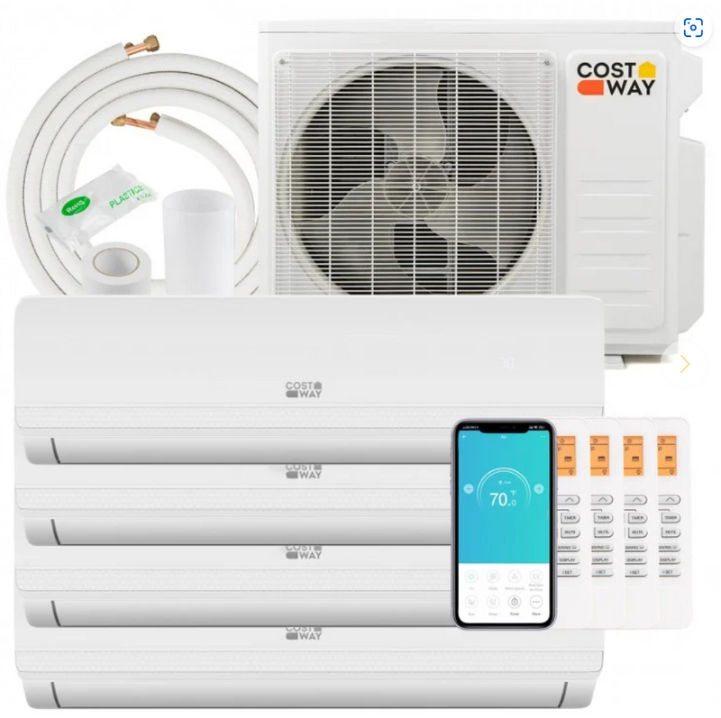 *36000 BTU 4 Zone 19 SEER2 Mini Split AC with Heat Pump - 12K + 12K + 12K + 12K