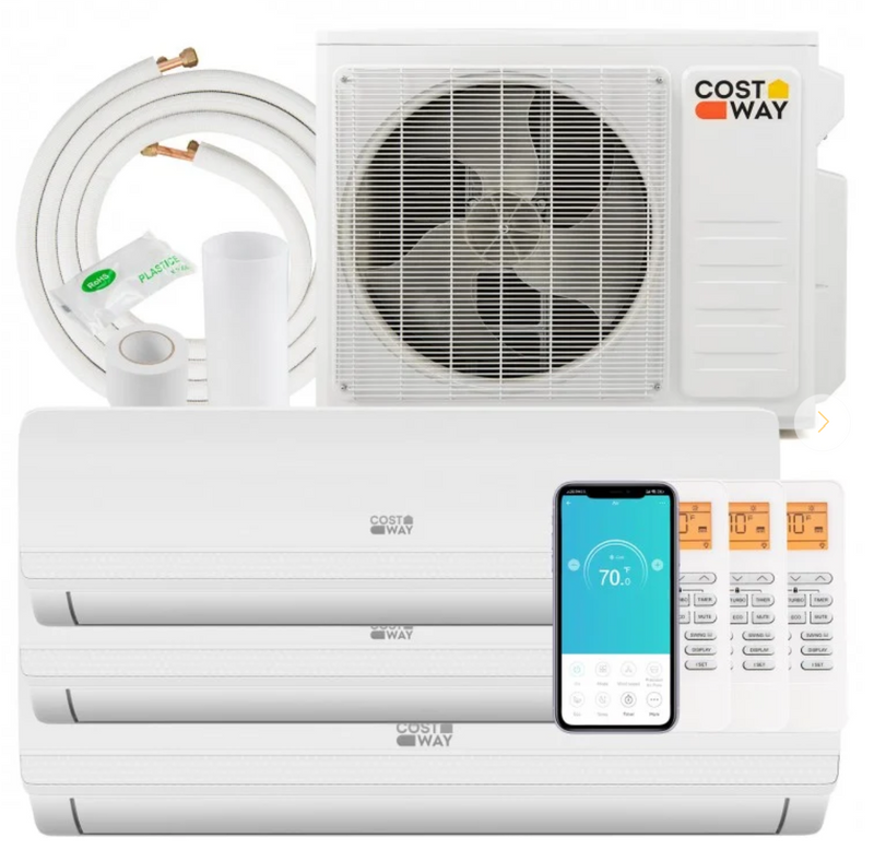 *36000 BTU 3 Zone 19 SEER2 Mini Split AC with Heat Pump - 12K + 12K + 24K