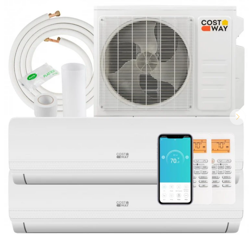 *27000 BTU 2 Zone 19 SEER2 Mini Split AC with Heat Pump - 12K + 18K