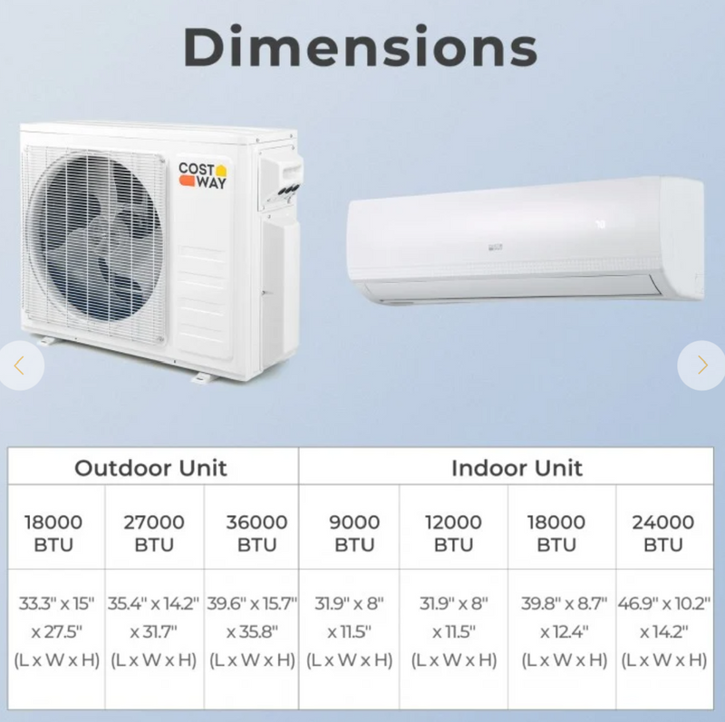 *36000 BTU 3 Zone 19 SEER2 Mini Split AC with Heat Pump - 12K + 12K + 12K