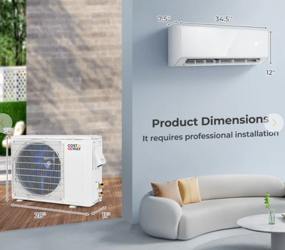 *12000 BTU 22 SEER2 208-230V Wifi Enabled Mini Split Air Conditioner and Heater - White