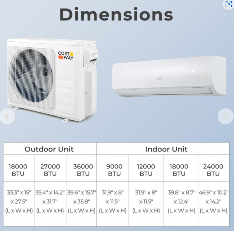 *36000 BTU 4 Zone 19 SEER2 Mini Split AC with Heat Pump - 12K + 12K + 12K + 12K