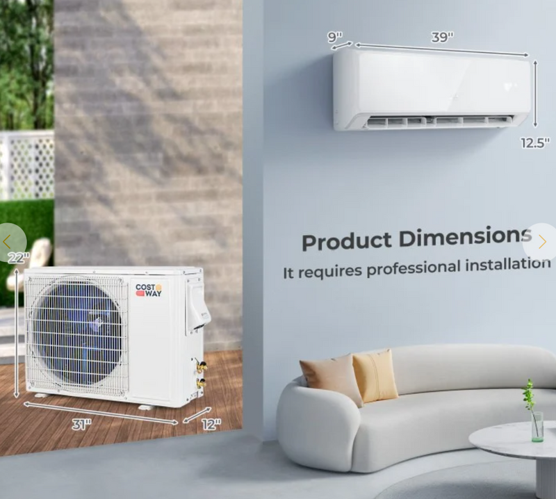 *Energy Star Certified 18000 BTU 21 SEER2 208-230V Mini Split Air Conditioner and Heater Wifi Enabled - White