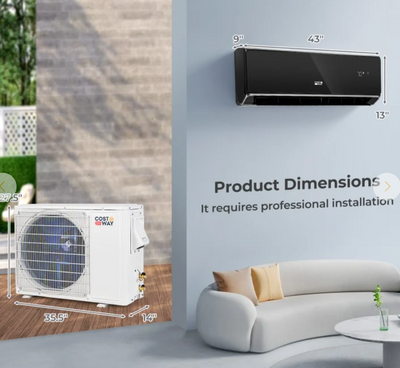 *Energy Star Certified 24000 BTU 21 SEER2 208-230V Mini Split Air Conditioner and Heater Wifi Enabled - Black