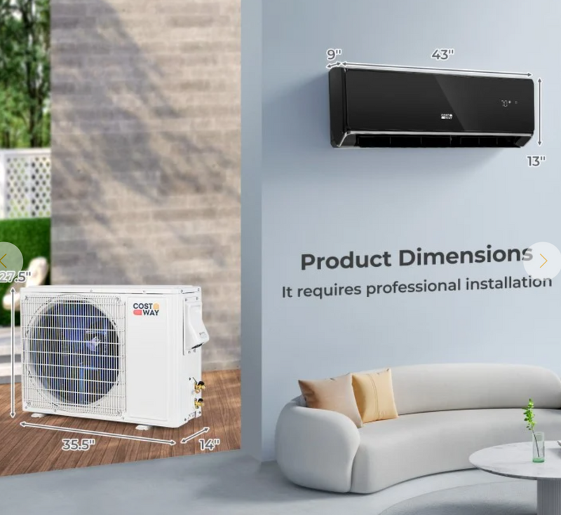*Energy Star Certified 24000 BTU 21 SEER2 208-230V Mini Split Air Conditioner and Heater Wifi Enabled - Black
