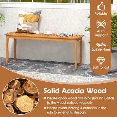 Acacia Wood Outdoor Table and Bench Chairs Set with 1.97 Inch Umbrella Hole