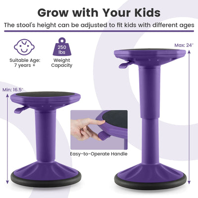 Adjustable-Height Wobble Chair Active Learning Stool for Office Stand Up Desk-Purple