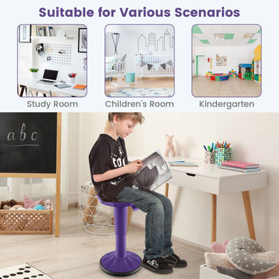 Adjustable-Height Wobble Chair Active Learning Stool for Office Stand Up Desk-Purple