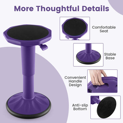 Adjustable-Height Wobble Chair Active Learning Stool for Office Stand Up Desk-Purple