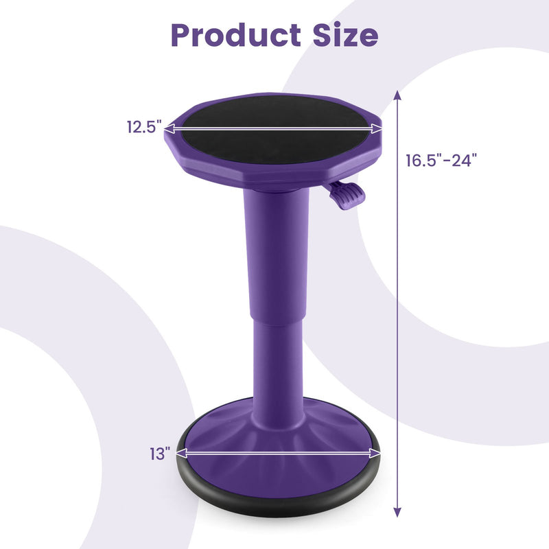 Adjustable-Height Wobble Chair Active Learning Stool for Office Stand Up Desk-Purple